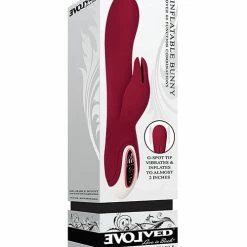 Evolved Novelties Vibrators Evolved Inflatable Bunny Dual Stim Rechargeable - Burgundy