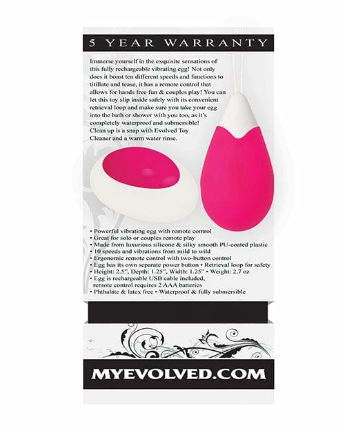 Evolved Novelties Evolved Remote Control Egg - Pink Vibrators