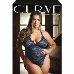 Fantasy Lingerie Curve Cara Stretch Lace Teddy With Snap Crotch