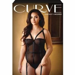 Fantasy Lingerie Curve Pamela Caged Teddy With Detachable Garters