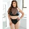 Fantasy Lingerie Curve Rebel Wetlook Halter Top With Removable Chain & Panty Black