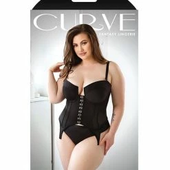 Fantasy Lingerie Curve Sloan Cropped Bustier Top & Panty Black