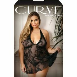 Fantasy Lingerie Curve Stretch Lace Chemise & Matching G-string