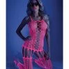 Fantasy Lingerie Glow Black Light Criss Cross Paneled Bodystocking Neon Pink O-s