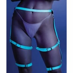 Fantasy Lingerie Glow Buckle Up Glow In The Dark Leg Harness Light Blue O-s