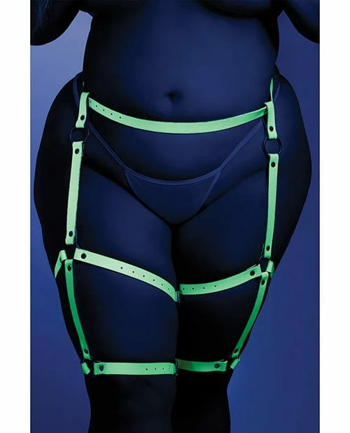Fantasy Lingerie Glow Buckle Up Glow In The Dark Leg Harness Light Blue O-s