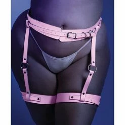 Fantasy Lingerie Glow Strapped In Glow In The Dark Leg Harness Light Pink O-s