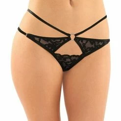 Fantasy Lingerie Jasmine Strappy Lace Thong With Front Keyhole Cut Out
