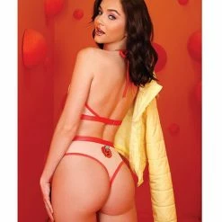 Fantasy Lingerie Just Peachy Cut Out Halter Top & Cheeky Panty Nude