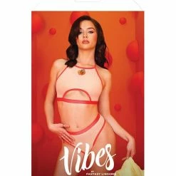 Fantasy Lingerie Just Peachy Cut Out Halter Top & Cheeky Panty Nude