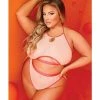 Fantasy Lingerie Just Peachy Cut Out Halter Top & Cheeky Panty Nude Qn