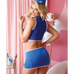 Fantasy Lingerie Play Fly With Me Napkin Hat, Top & Skirt Blue