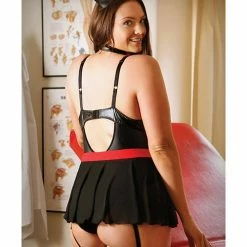 Fantasy Lingerie Play Midnight Nurse Hat, Choker, Gartered Teddy & Skirt