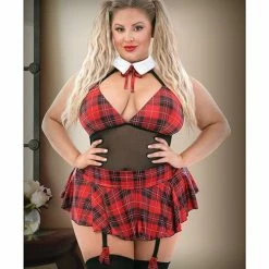 Fantasy Lingerie Play Naughty & Nice Hands On Learning School Girl Teddy With Garters & Skirt