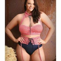 Fantasy Lingerie Play Whiskey In A Teacup Collared Top, Bolo Tie, Garter Belt & Booty Short