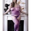 Fantasy Lingerie Purple Haze Sheer Strappy Gartered Bodystocking Purple Queen Size