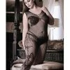Fantasy Lingerie Sheer Fantasy Dark Monarch Butterfly Knit Bodystocking With Open Crotch