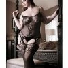 Fantasy Lingerie Sheer Fantasy Nightshade Gartered Teddy Bodystocking With Open Panel Panty