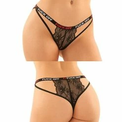 Fantasy Lingerie Vibes Buddy Fuck Off Caged Lace Panty & Micro Thong