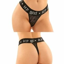 Fantasy Lingerie Vibes Buddy Pack Icy Girl Metallic Boy Brief & Lace Thong Black