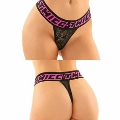 Fantasy Lingerie Vibes Buddy Pack Thicc Athletic Mesh Boy Brief & Lace Thong Black/pnk