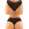 Fantasy Lingerie Vibes Buddy Sexy Bitch Lace Panty & Micro Thong Black/pnk