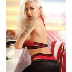 Fantasy Lingerie Vibes Extra Spicy Halter Bralette & Cheeky Panty Chili Red S-M