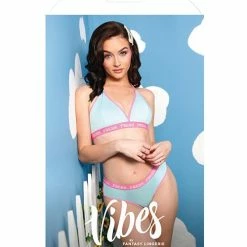 Fantasy Lingerie Vibes Fresh Halter Bralette & Booty Short Light Blue