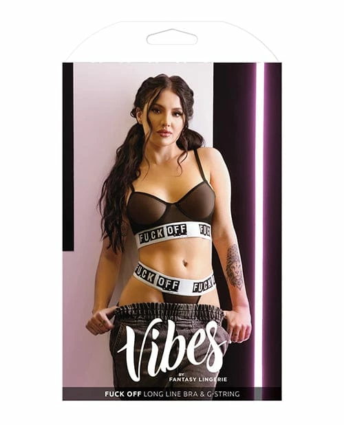 Fantasy Lingerie Vibes Fuck Off Mesh Bra & Thong