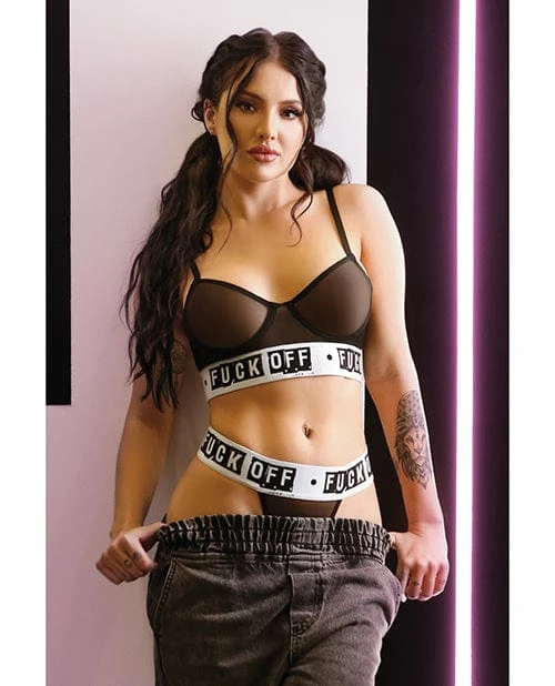 Fantasy Lingerie Vibes Fuck Off Mesh Bra & Thong