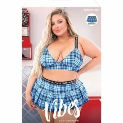 Fantasy Lingerie Vibes No Fucks Given Box Pleat Skirt Monday Blue Queen Size