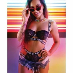 Fantasy Lingerie Vibes Not Your Bitch Lace Bra & Cutout Panty