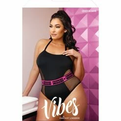 Fantasy Lingerie Vibes Pussy Power Micro-net Playsuit Black Queen Size