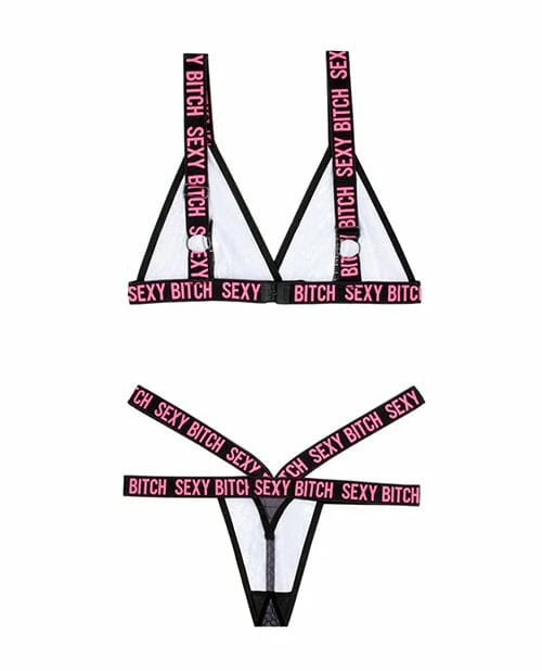 Fantasy Lingerie Vibes Sexy Bitch Bralette & Strappy Panty