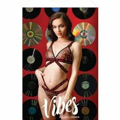 Fantasy Lingerie Vibes So Juicy Strappy Bralette & Panty Black