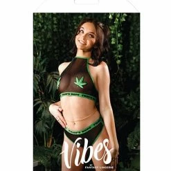 Fantasy Lingerie Vibes That's Dope Halter Top & Retro Panty Black