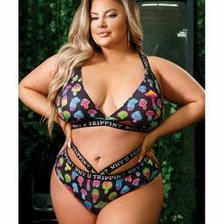 Fantasy Lingerie Vibes Why U Trippin Bralette & Cheeky Panty Black Qn