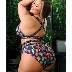 Fantasy Lingerie Vibes Why U Trippin Bralette & Cheeky Panty Black Qn