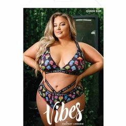 Fantasy Lingerie Vibes Why U Trippin Bralette & Cheeky Panty Black Qn