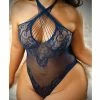 Fantasy Lingerie Vixen All I Ever Wanted Strappy Stretch Lace Teddy Navy Qn