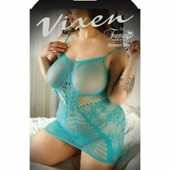 Fantasy Lingerie Vixen Stripe Pattern Net Dress Blue Qn