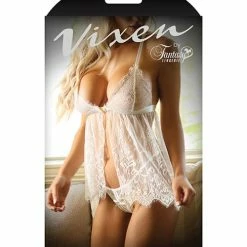 Fantasy Lingerie Vixen Sunrise Serenade Lace Babydoll & Panty White L-XL