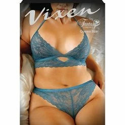 Fantasy Lingerie Vixen Teal Me About It Scalloped Lace Bralette With Panty