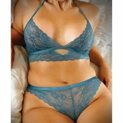 Fantasy Lingerie Vixen Teal Me About It Scalloped Lace Bralette With Panty