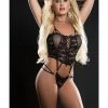 G World Intimates Butterfly Teddy With Lace Up Front & Thong One Size Fits Most