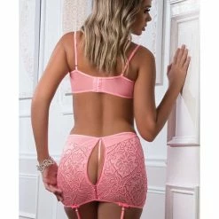 G World Intimates Cutout Cage Garter Dress With Open Front Zipper & Stockings Neon Candy One Size Fits Most Lingerie