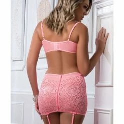 G World Intimates Cutout Cage Garter Dress With Open Front Zipper & Stockings Neon Candy One Size Fits Most Lingerie