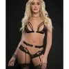 G World Intimates Lace Bra, Cheeky Panty Garter & Stockings One Size Fits Most