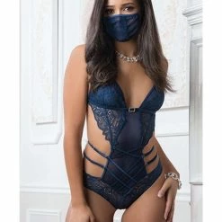 G World Intimates Lace Mask & Teddy One Size Fits Most Lingerie