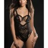 G World Intimates Open Cups Laced Teddy With Open Rear View Black One Size Fits Most